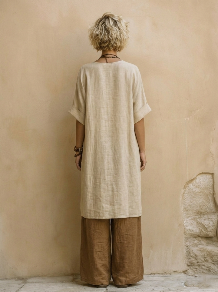 Giulia - Ensemble Nomade Bohémien en Trois Pièces en Gris Foncé et Marron avec Motif Tribal