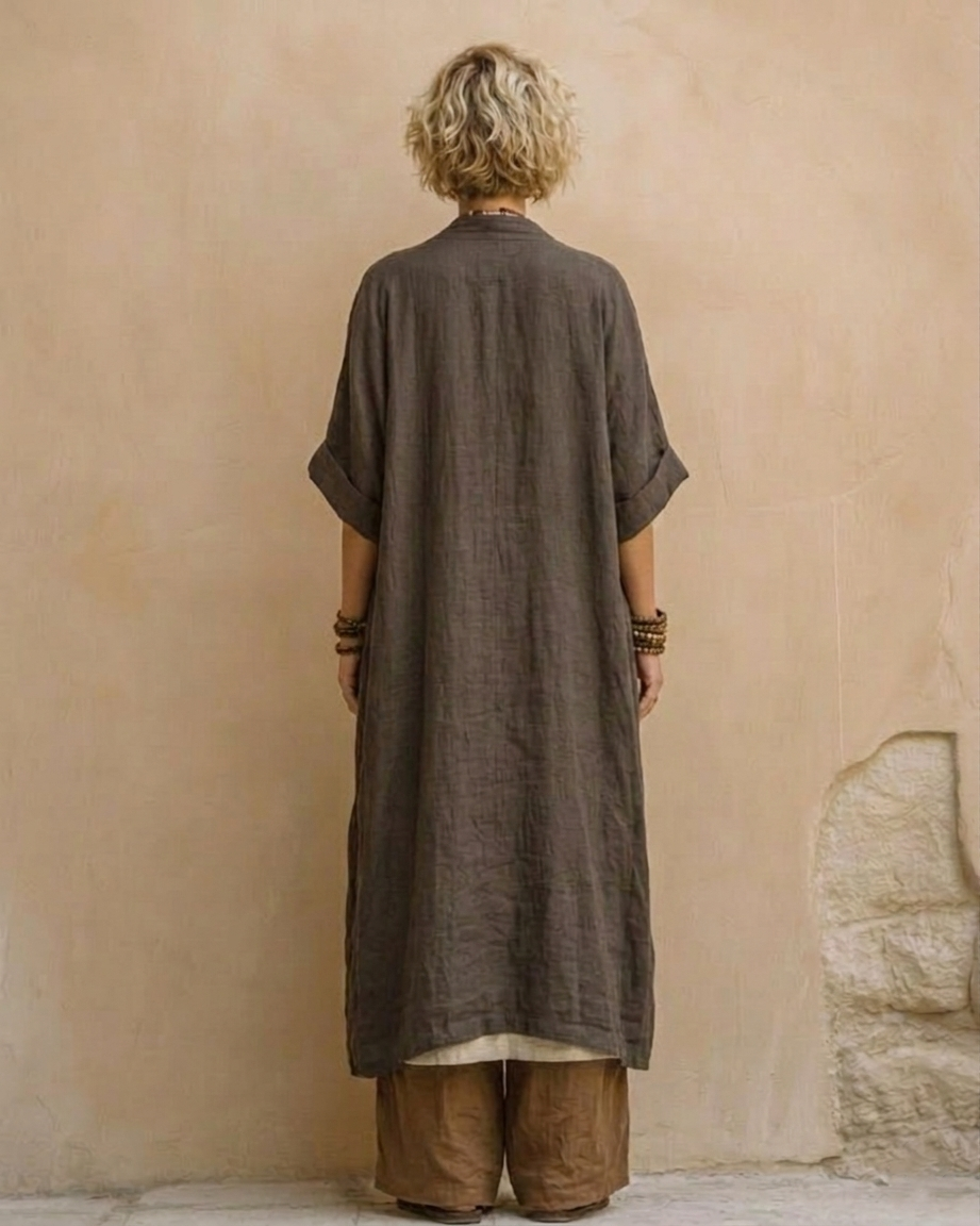 Giulia - Ensemble Nomade Bohémien en Trois Pièces en Gris Foncé et Marron avec Motif Tribal