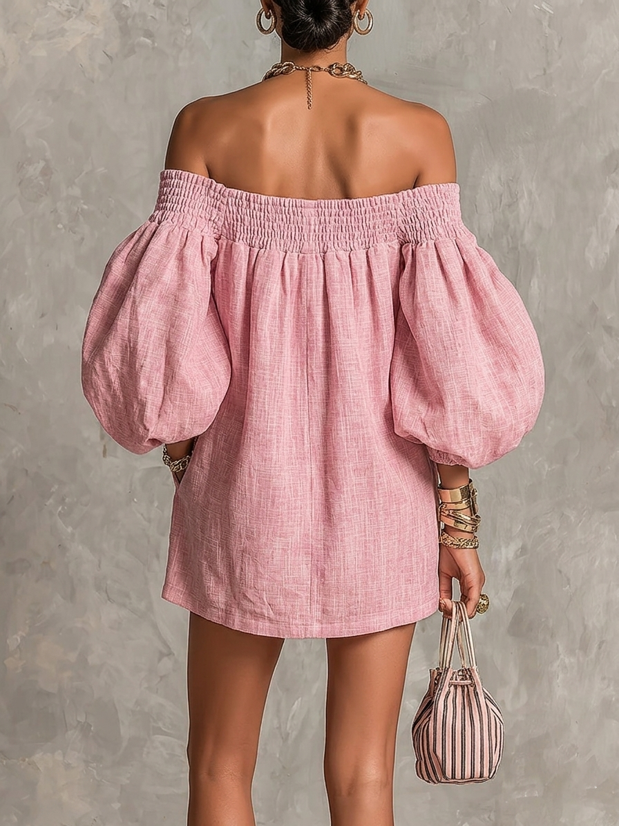 Cosima | Robe A-Line avec Manches Bouffantes et Épaules Dénudées