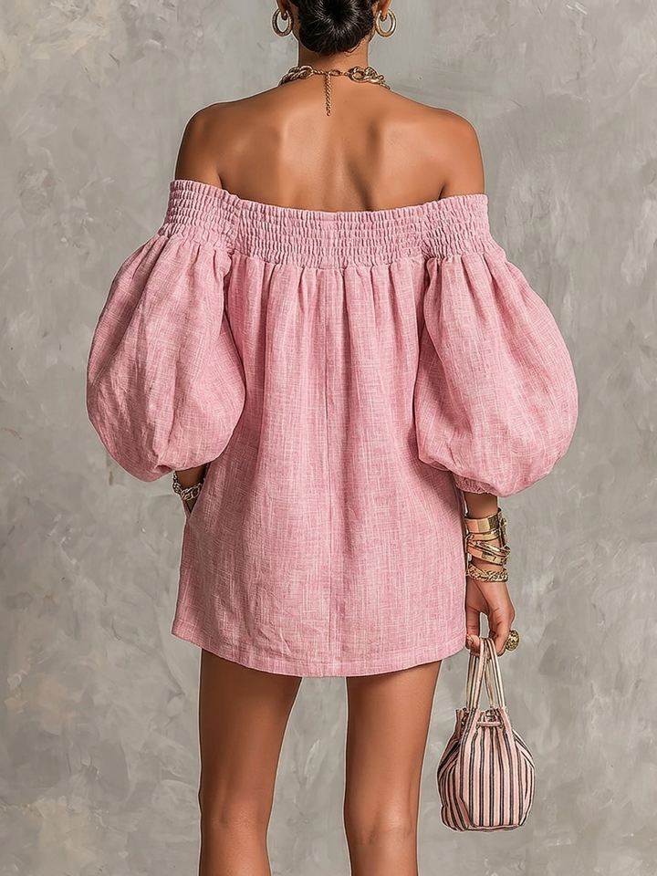 Cosima | Robe A-Line avec Manches Bouffantes et Épaules Dénudées