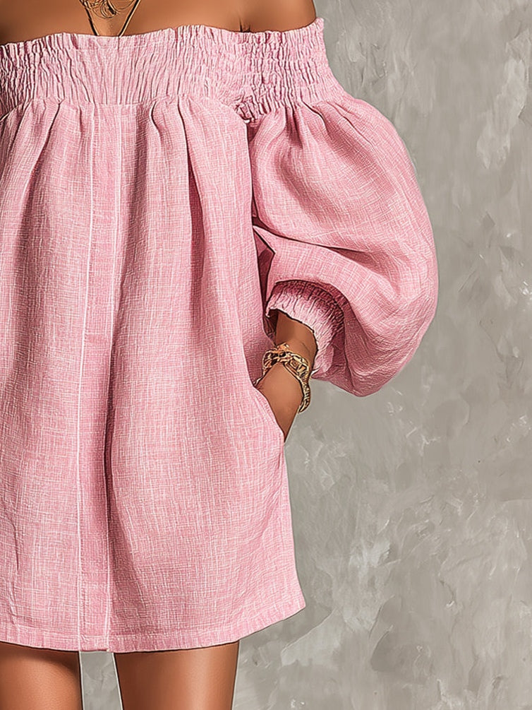 Cosima | Robe A-Line avec Manches Bouffantes et Épaules Dénudées
