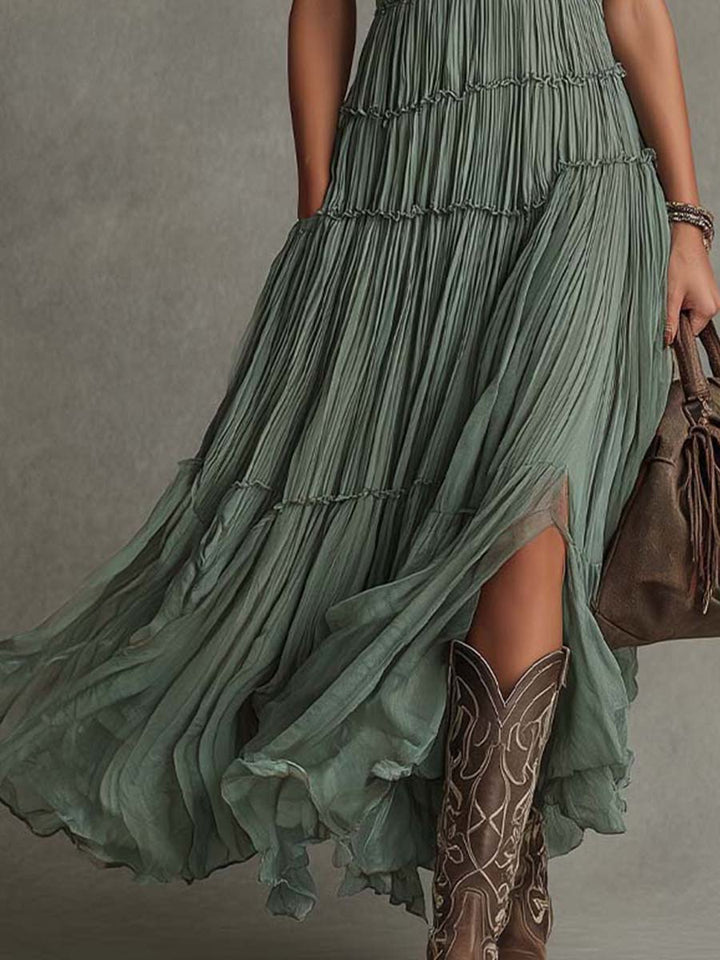 Ava | Robe maxi à encolure en V froncée pour femmes