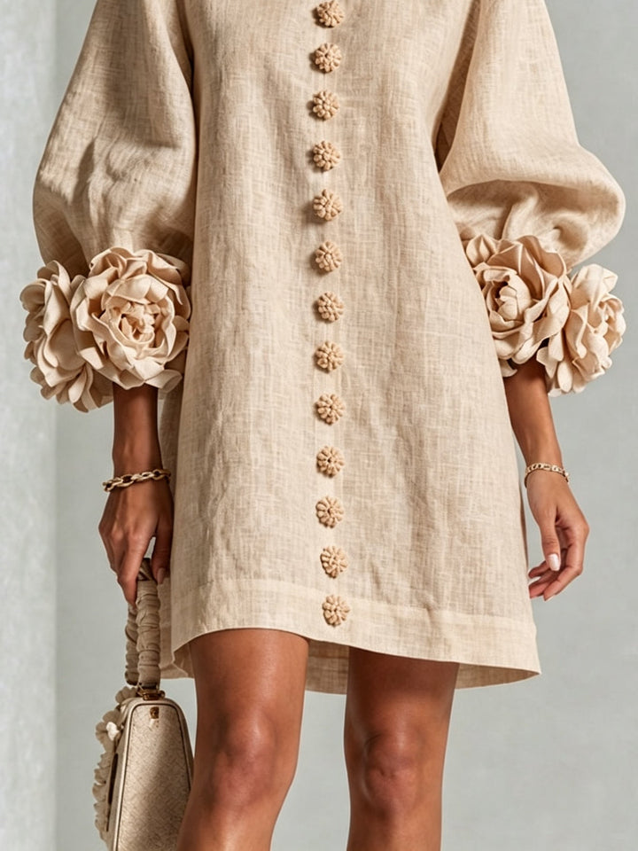 Clémentine | Robe Chemise avec Manches à Rosette