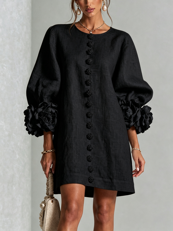 Clémentine | Robe Chemise avec Manches à Rosette
