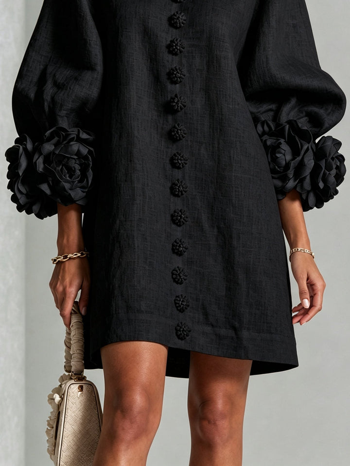Clémentine | Robe Chemise avec Manches à Rosette