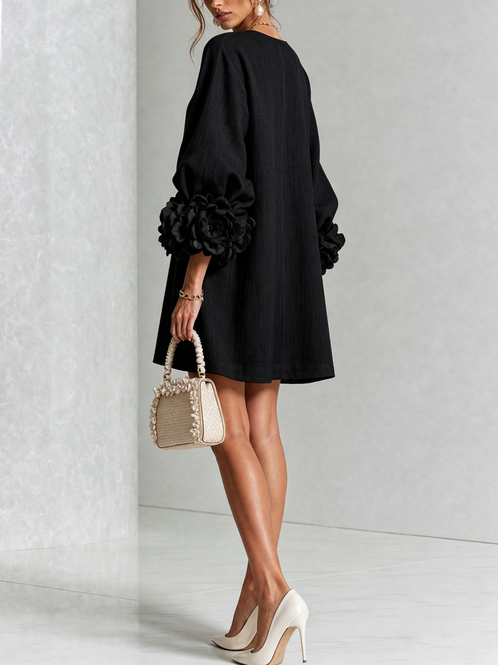 Clémentine | Robe Chemise avec Manches à Rosette