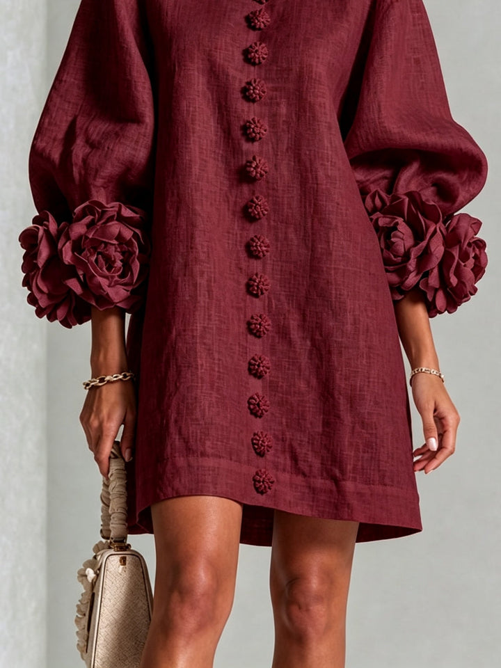 Clémentine | Robe Chemise avec Manches à Rosette