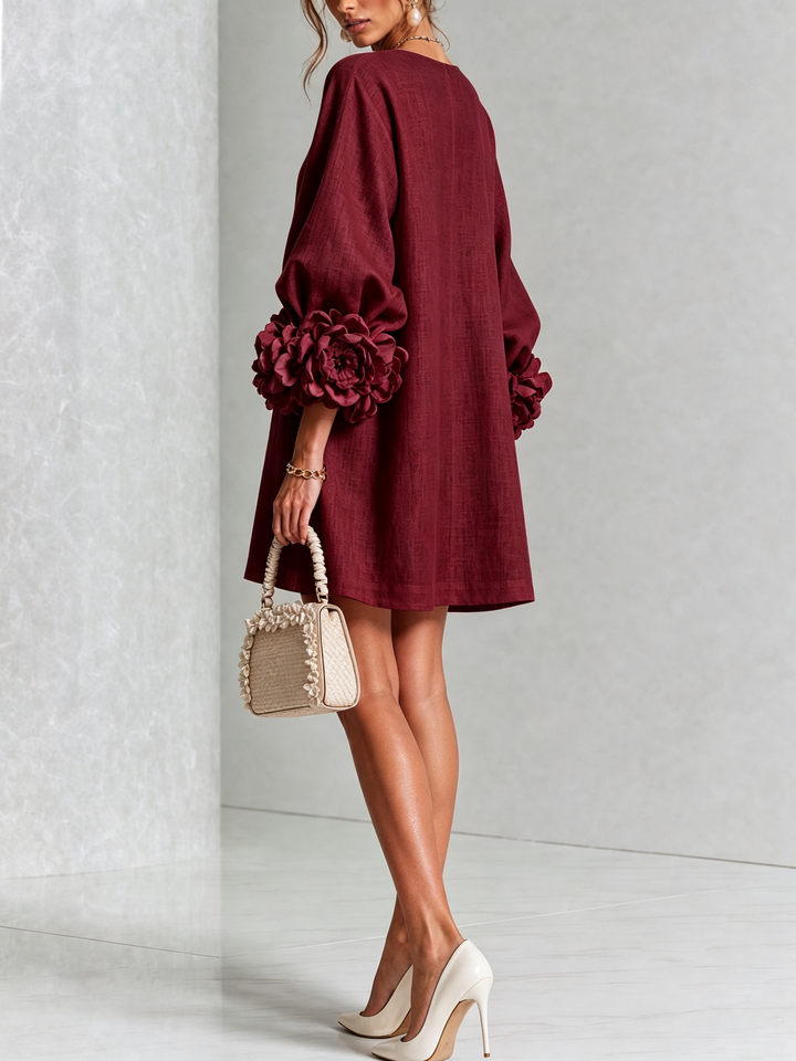 Clémentine | Robe Chemise avec Manches à Rosette