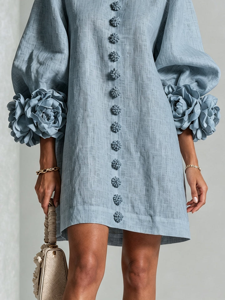 Clémentine | Robe Chemise avec Manches à Rosette