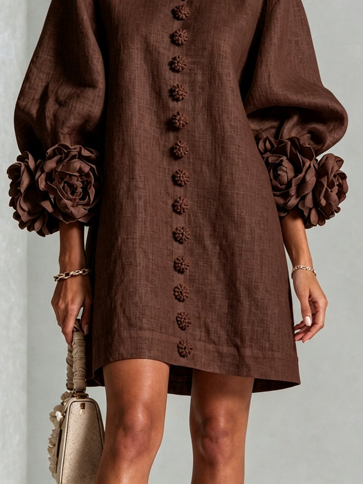 Clémentine | Robe Chemise avec Manches à Rosette