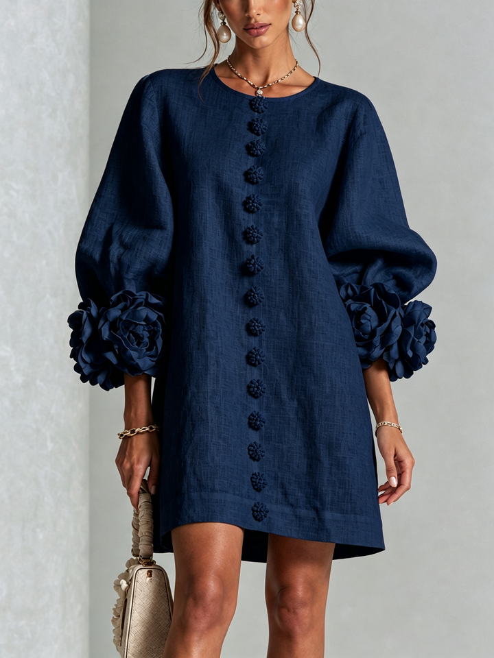 Clémentine | Robe Chemise avec Manches à Rosette