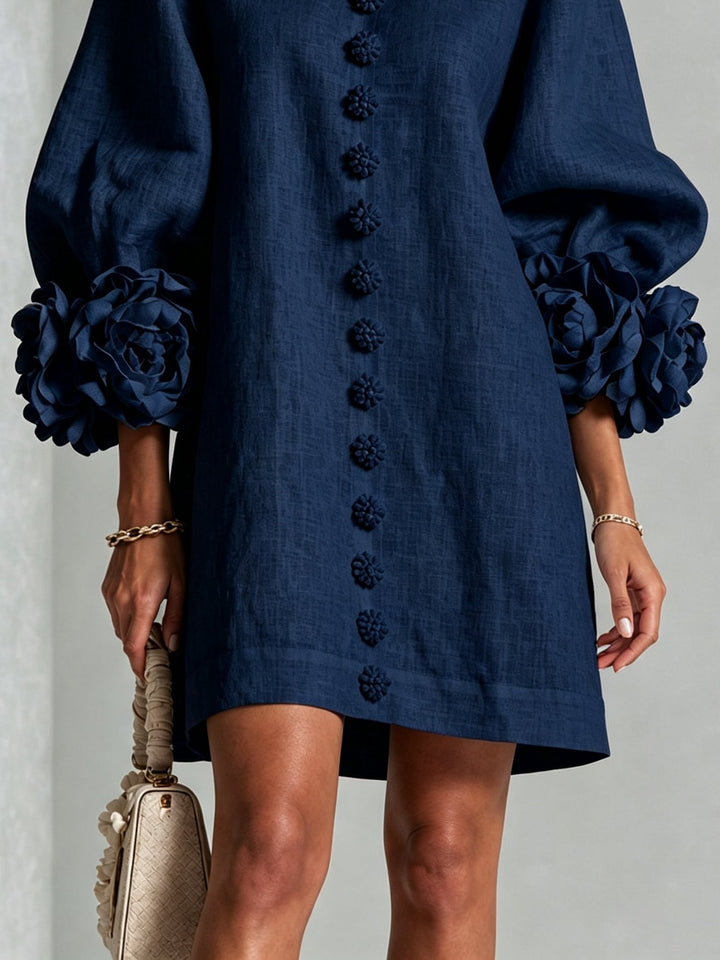 Clémentine | Robe Chemise avec Manches à Rosette