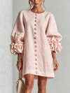 Clémentine | Robe Chemise avec Manches à Rosette