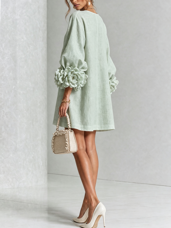 Clémentine | Robe Chemise avec Manches à Rosette