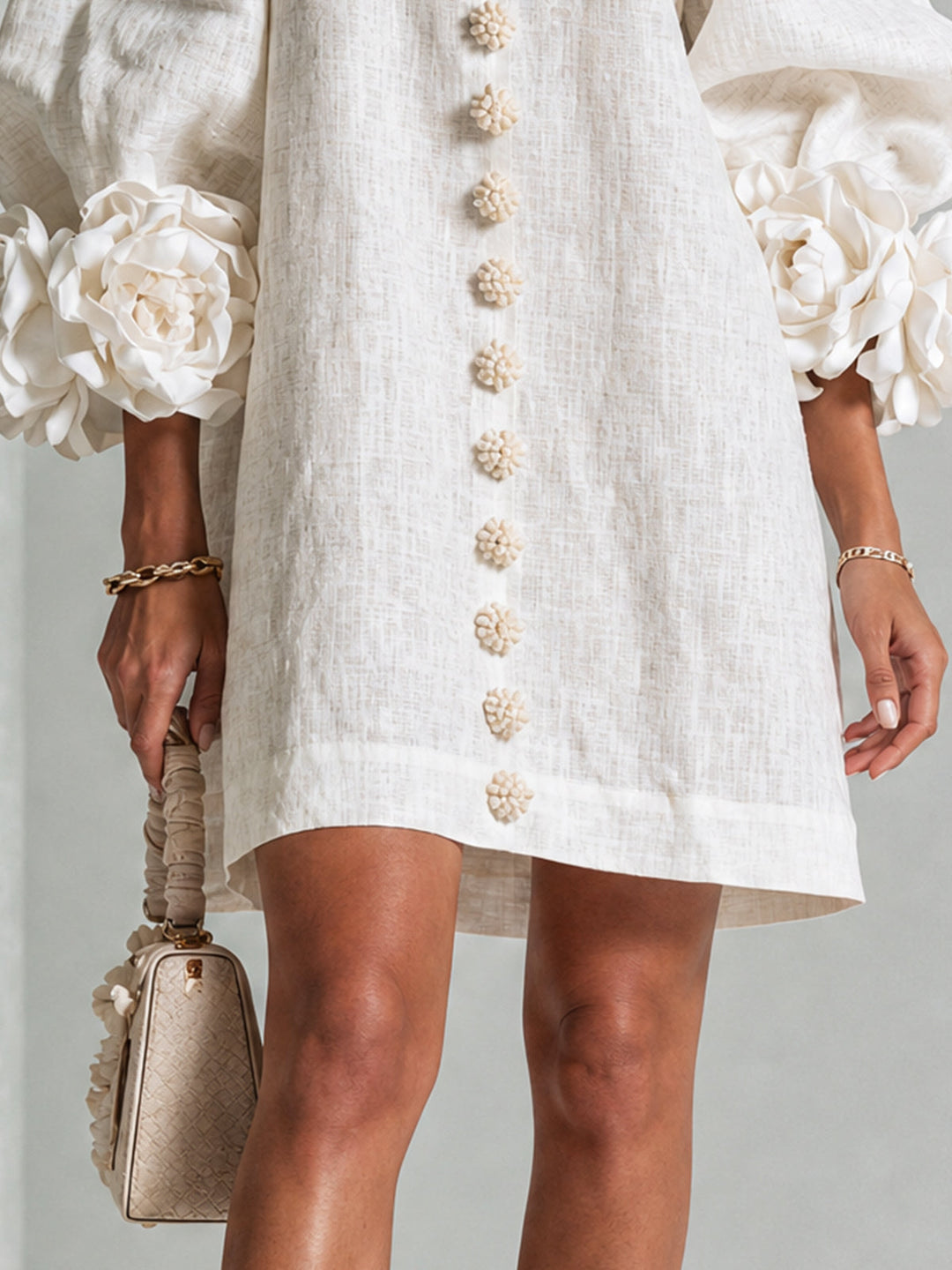 Clémentine | Robe Chemise avec Manches à Rosette