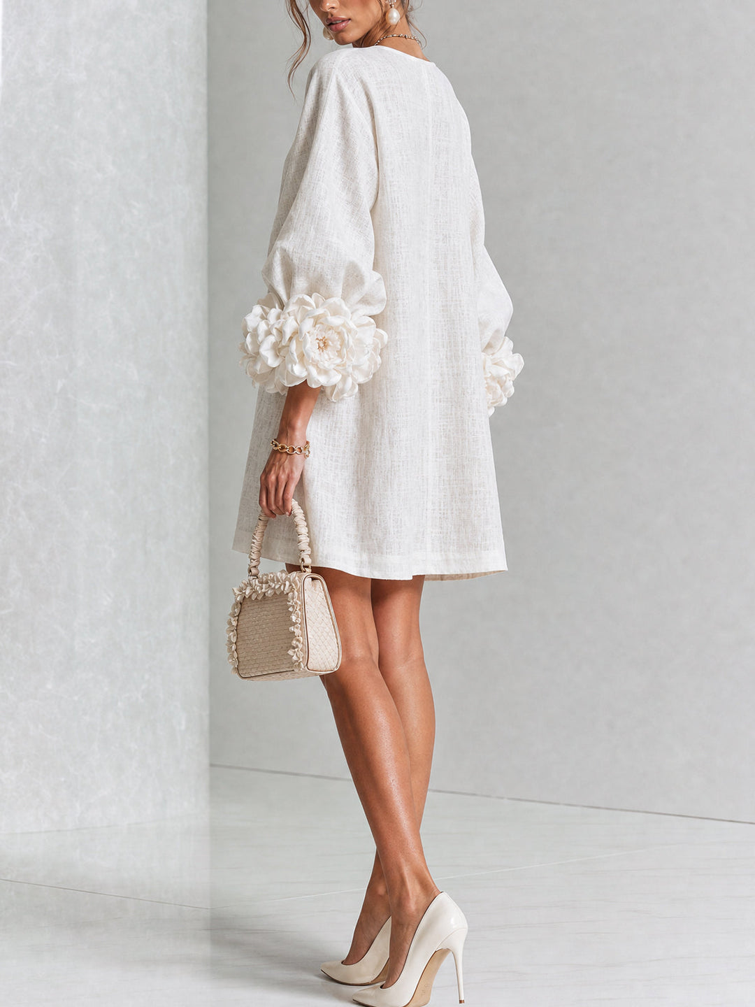 Clémentine | Robe Chemise avec Manches à Rosette