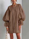 Rebecca | Robe Mini avec Manches Bouffantes et Zip Frontale