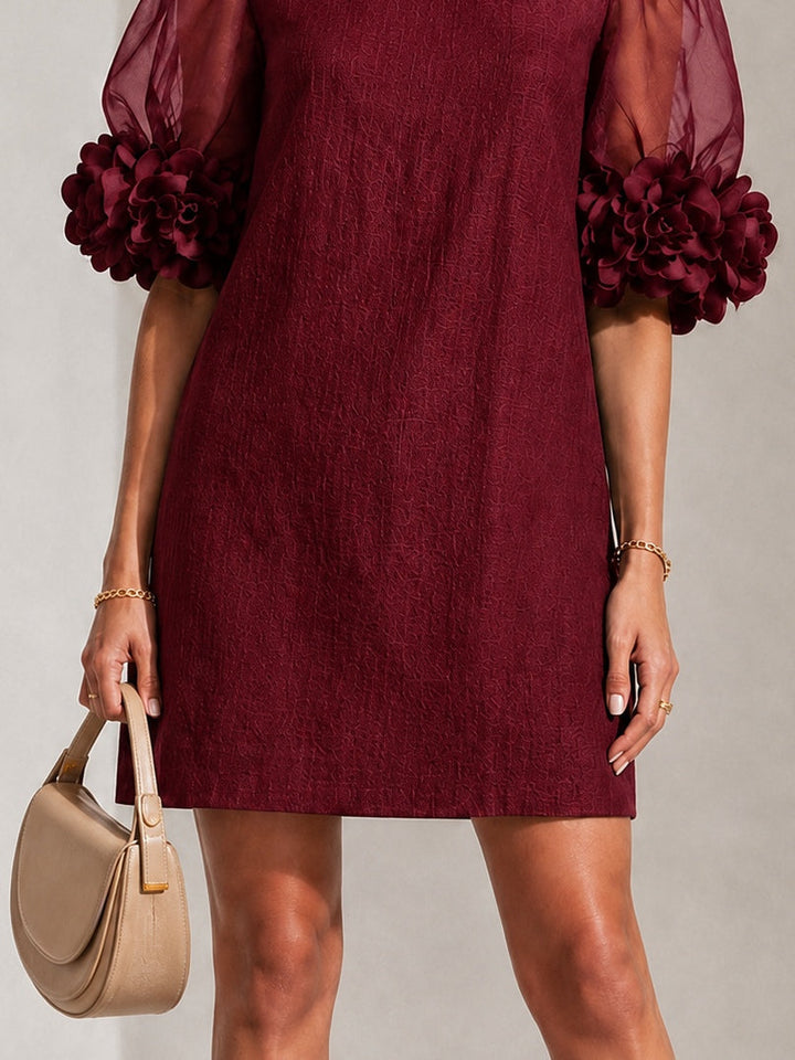Philippa | Mini Robe avec Manches Bouffantes et Détails Floraux