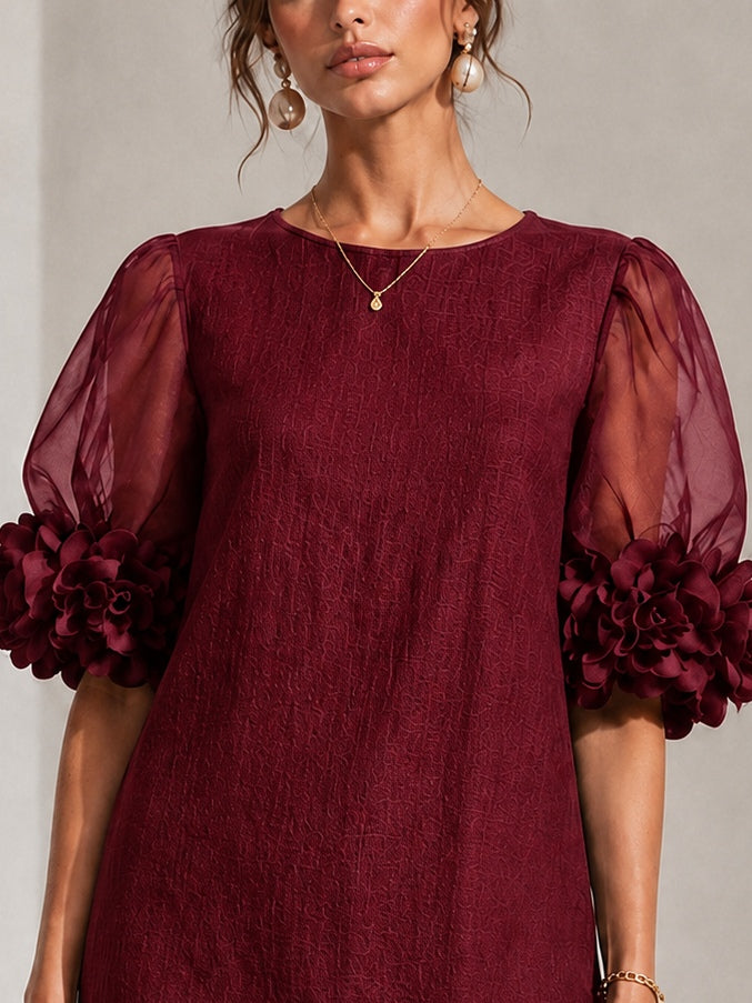 Philippa | Mini Robe avec Manches Bouffantes et Détails Floraux