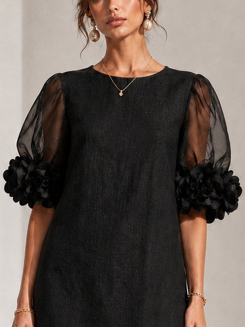 Perséphone | Robe Mini avec Manches Volantes et Poignets Floraux