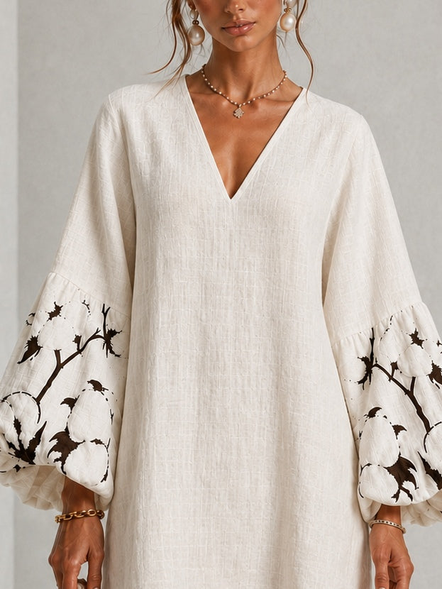 Waverly | Robe Mini à Manches Bouffantes avec Motif Floral