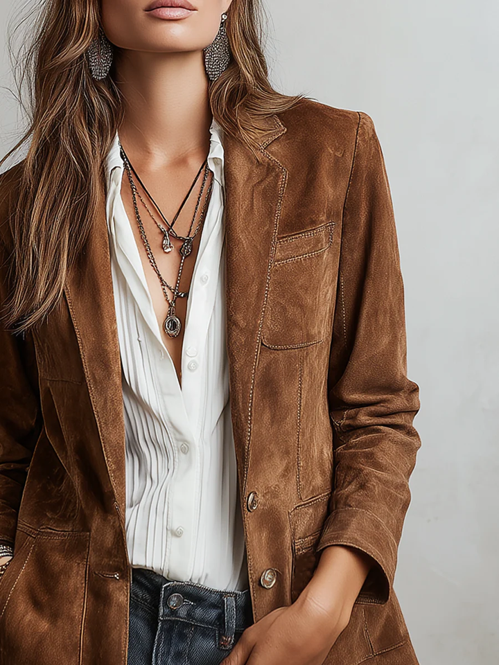 Blazer Vintage Marron pour Femmes