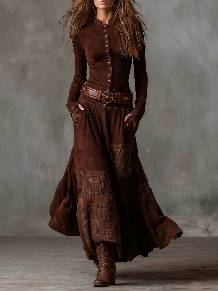 Ingrid | Robe Maxi Boutonnée à Ceinture