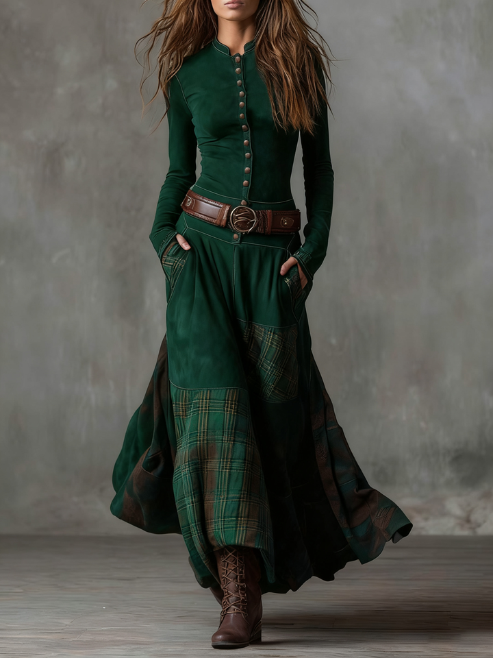 Ingrid | Robe Maxi Boutonnée à Ceinture