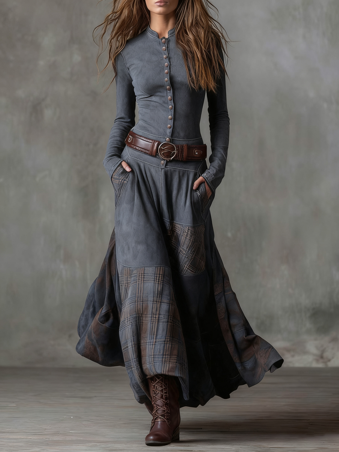 Ingrid | Robe Maxi Boutonnée à Ceinture