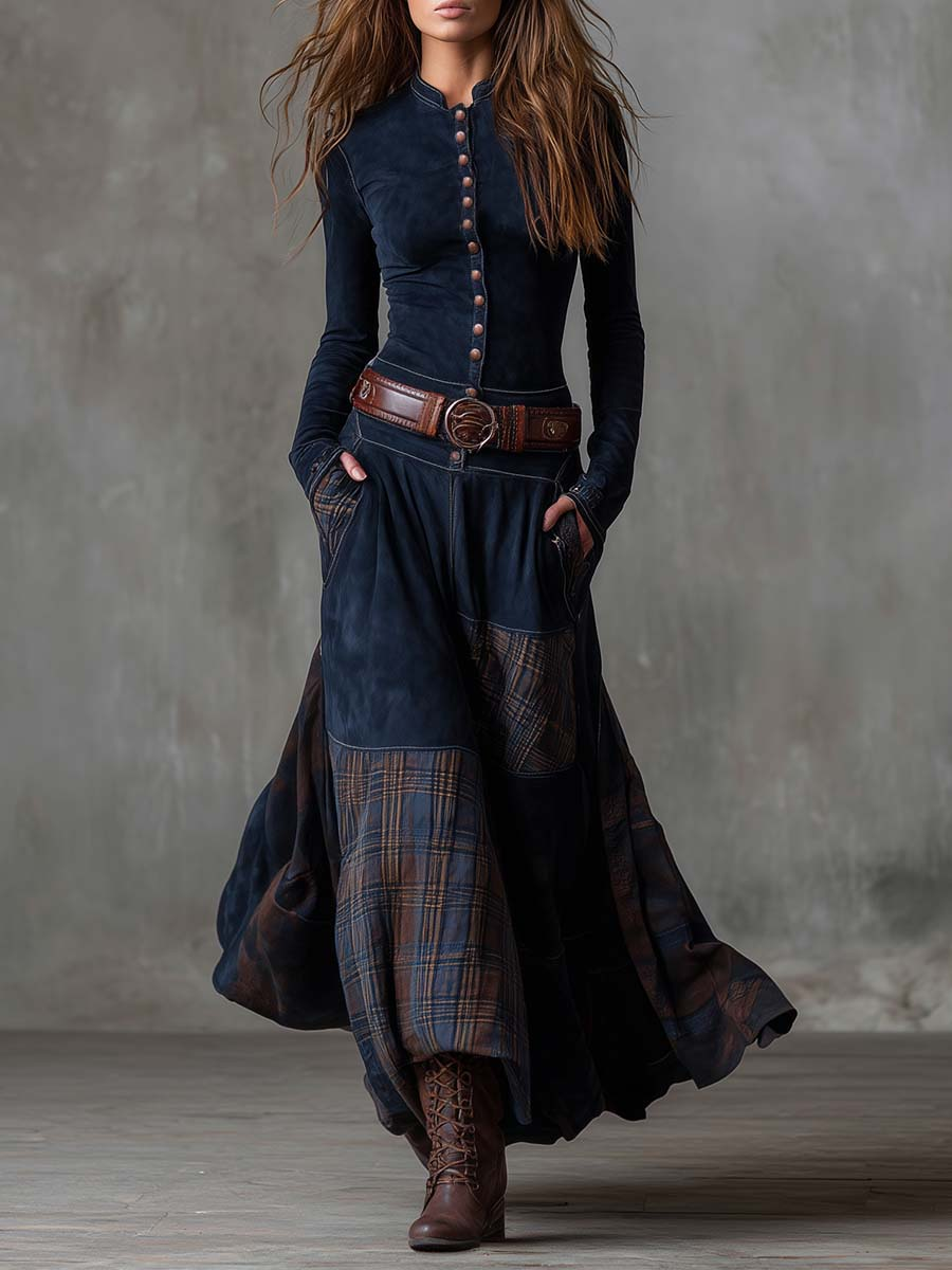 Ingrid | Robe Maxi Boutonnée à Ceinture