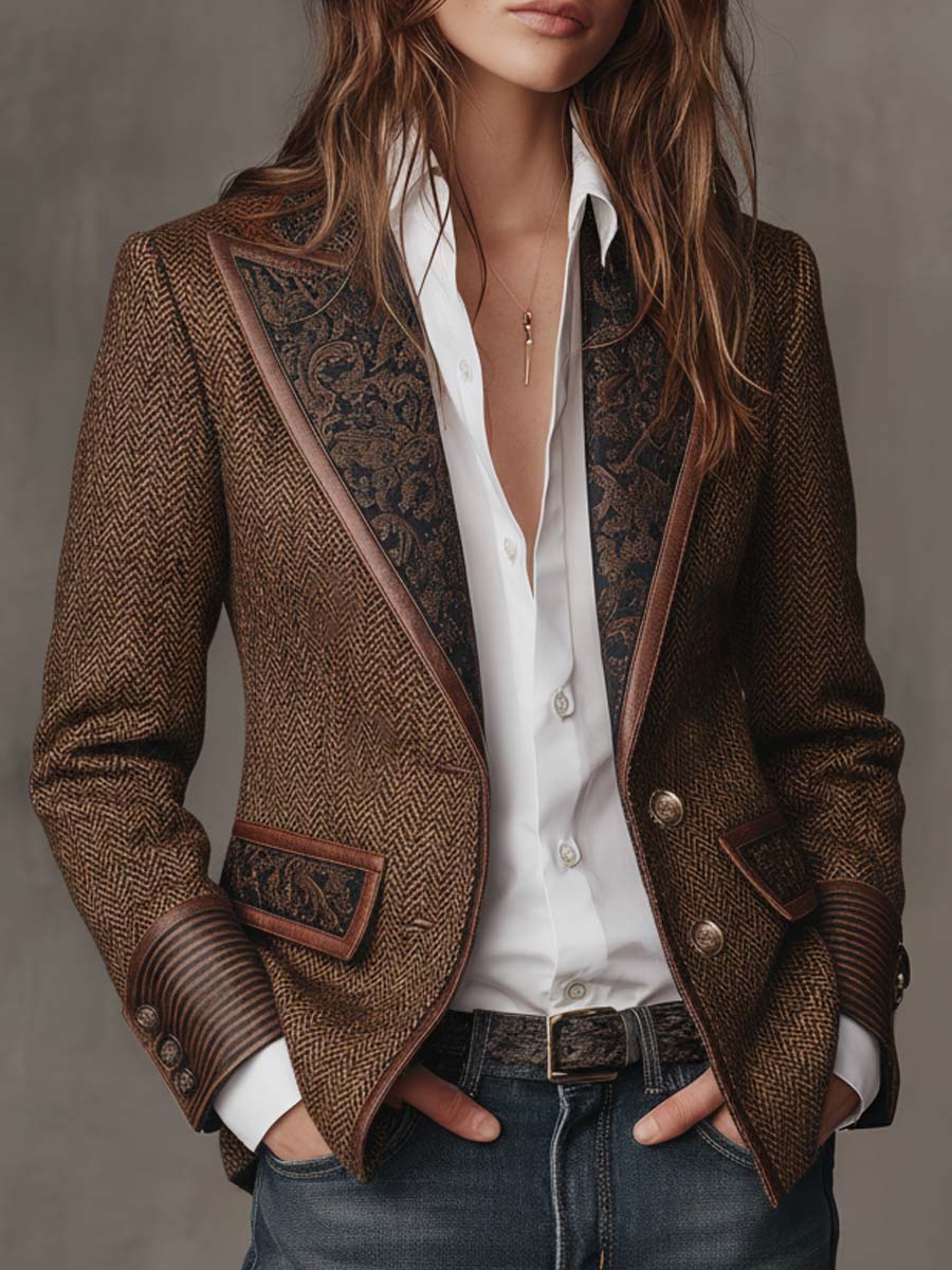 Blazer Femme Imprimé Herringbone