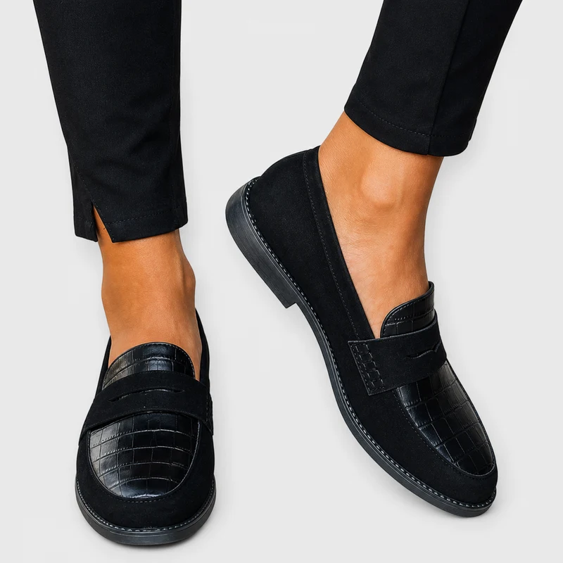 Mocassin Greta — Noir Effet Cocco