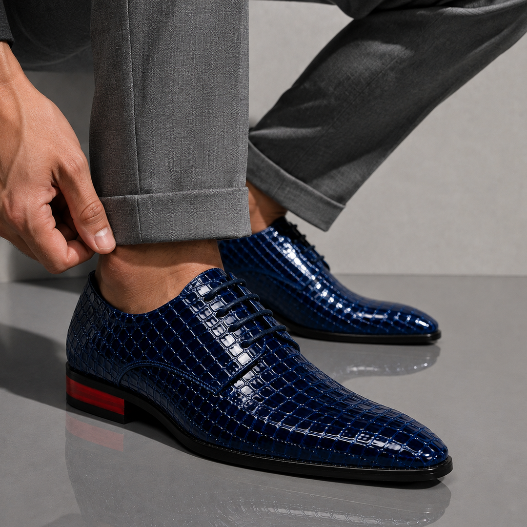 Santori | Richelieus bleu nuit effet croco