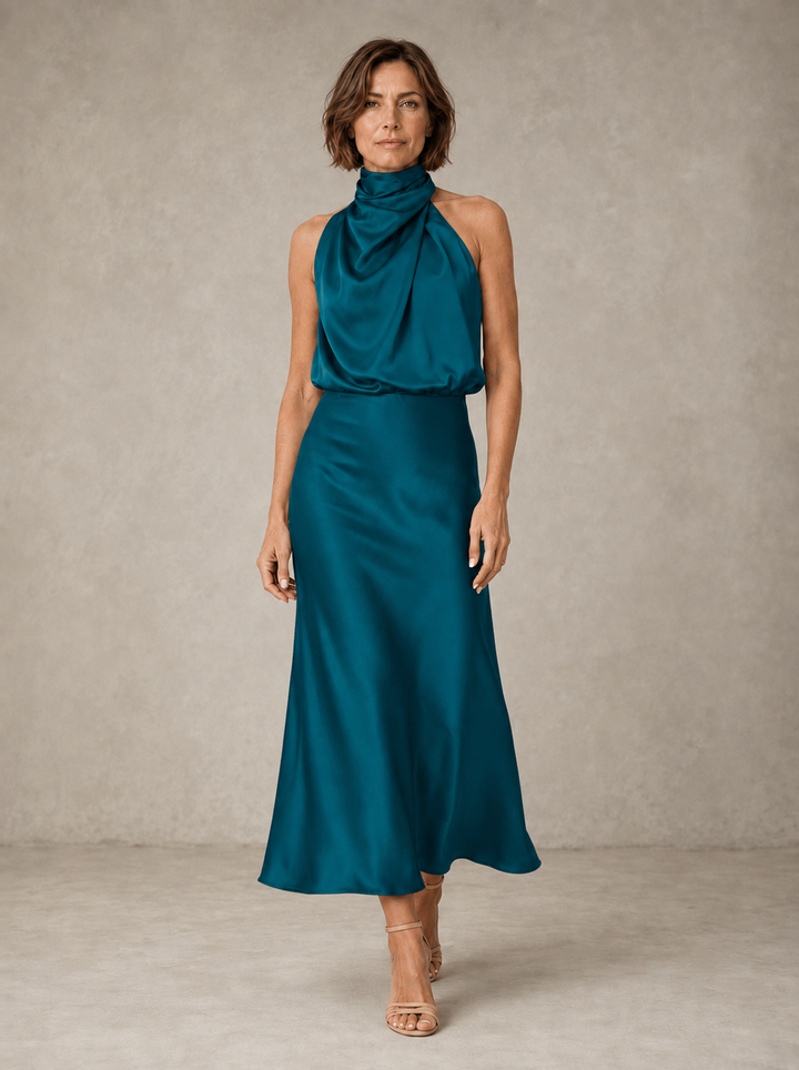 Harper | Robe de Soirée Satinée à Col Halter