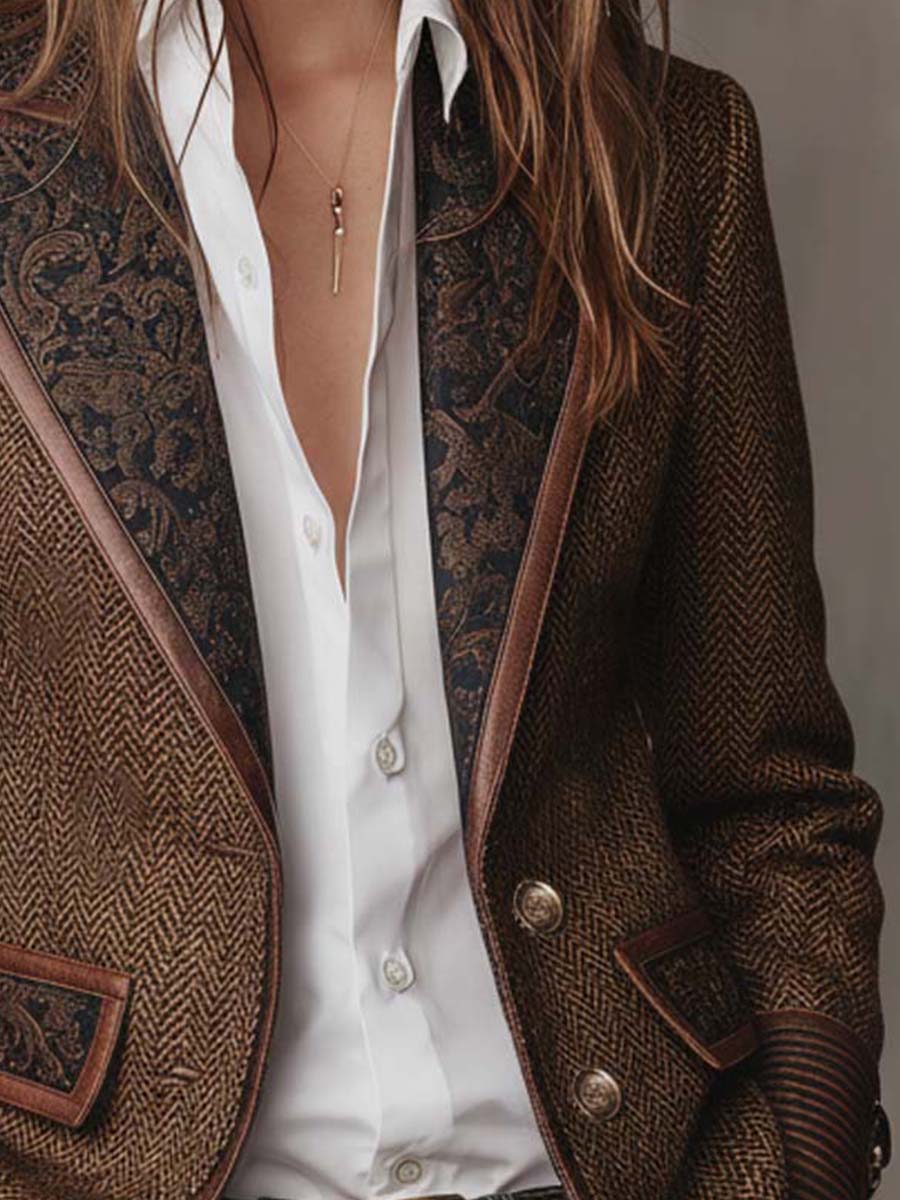 Blazer Femme Imprimé Herringbone
