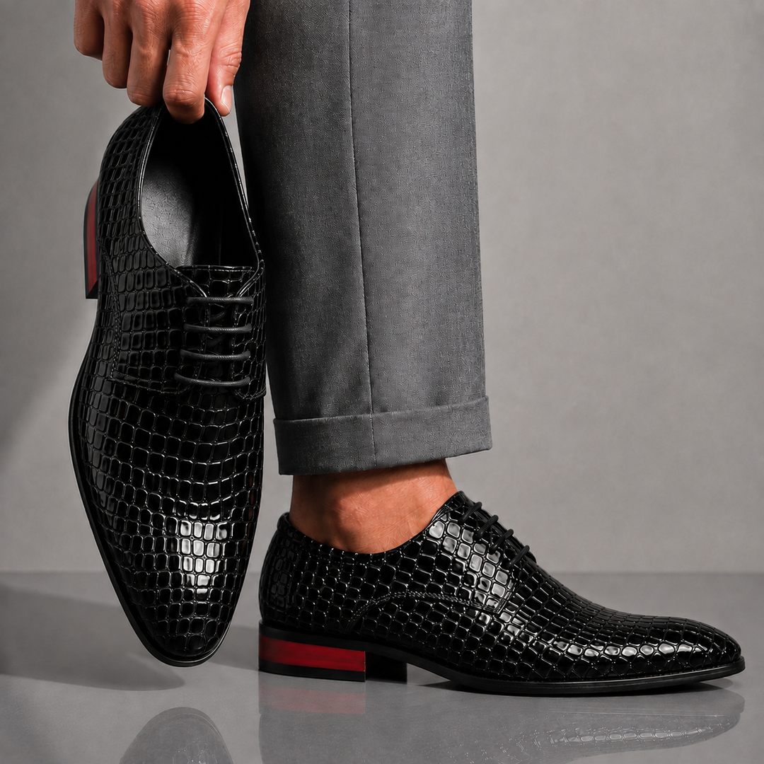 Santori | Richelieus bleu nuit effet croco