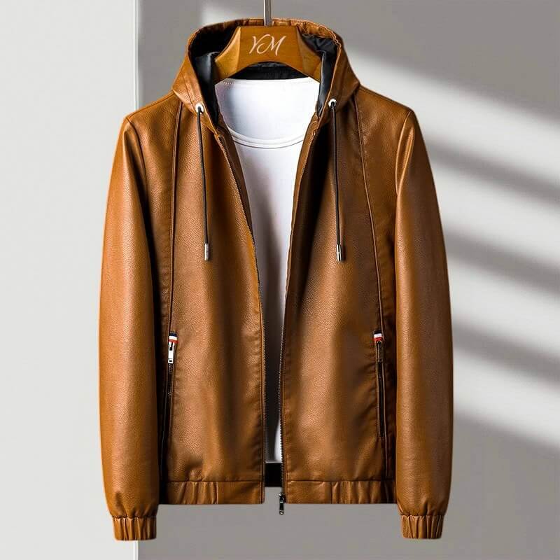 Giacca di pelle con cappuccio Aspen