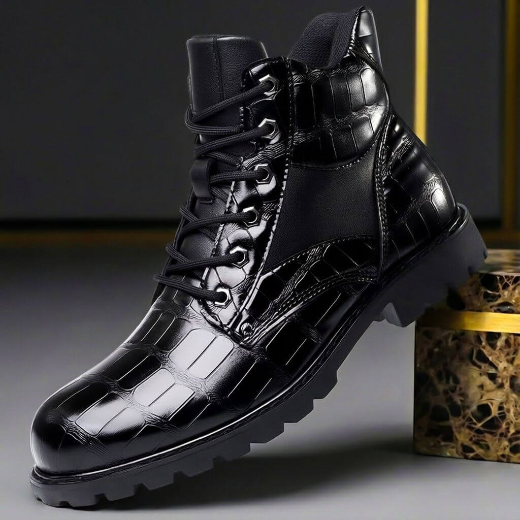 Bottes en cuir embossé Chase