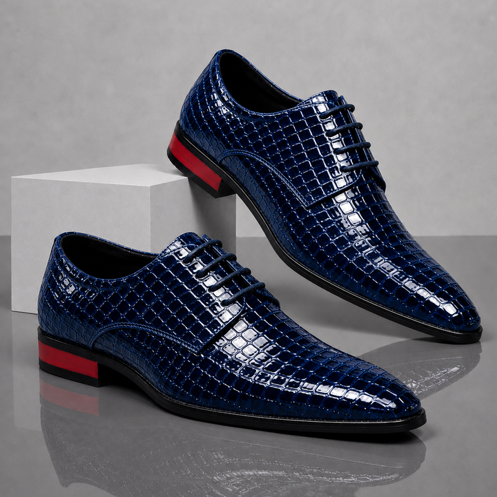 Santori | Richelieus bleu nuit effet croco