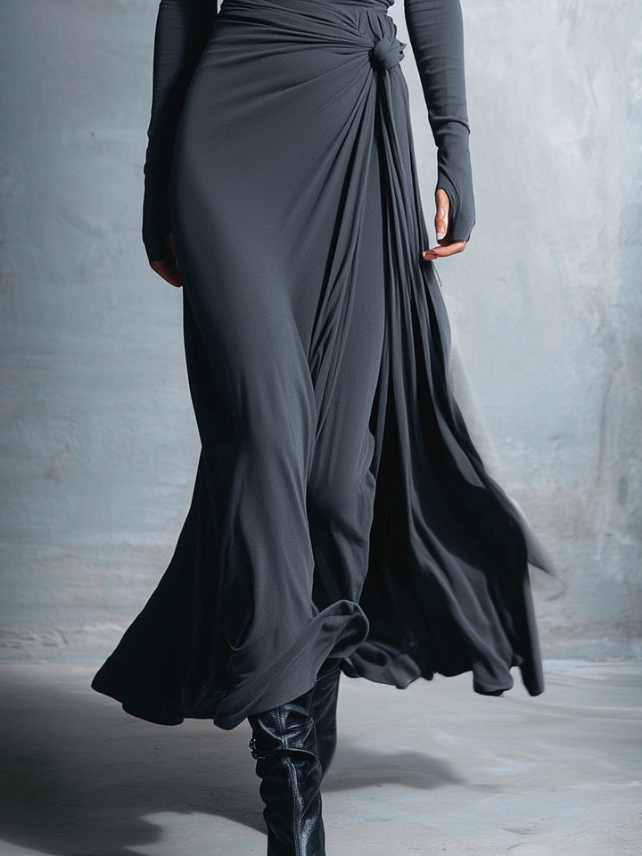 Liliana | Robe Maxi Drapée à Nouer sur le Côté