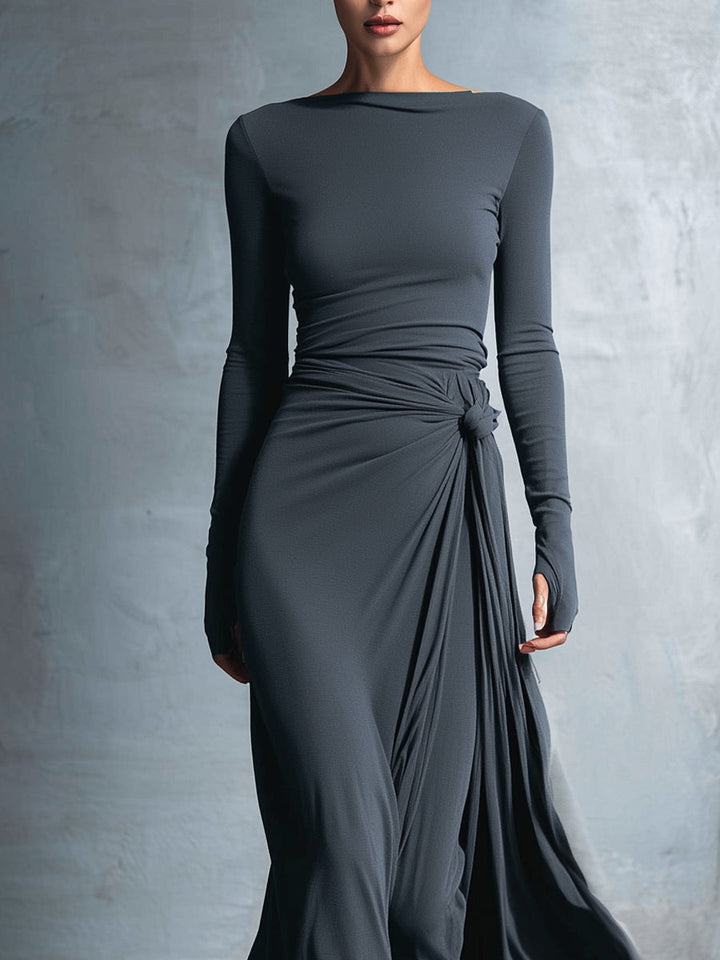 Liliana | Robe Maxi Drapée à Nouer sur le Côté