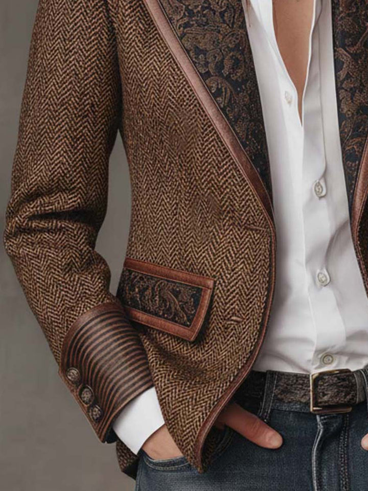 Blazer à Panneaux Imprimés en Chevron pour Femmes