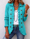Maribel | Veste en tricot côtelé turquoise avec volants