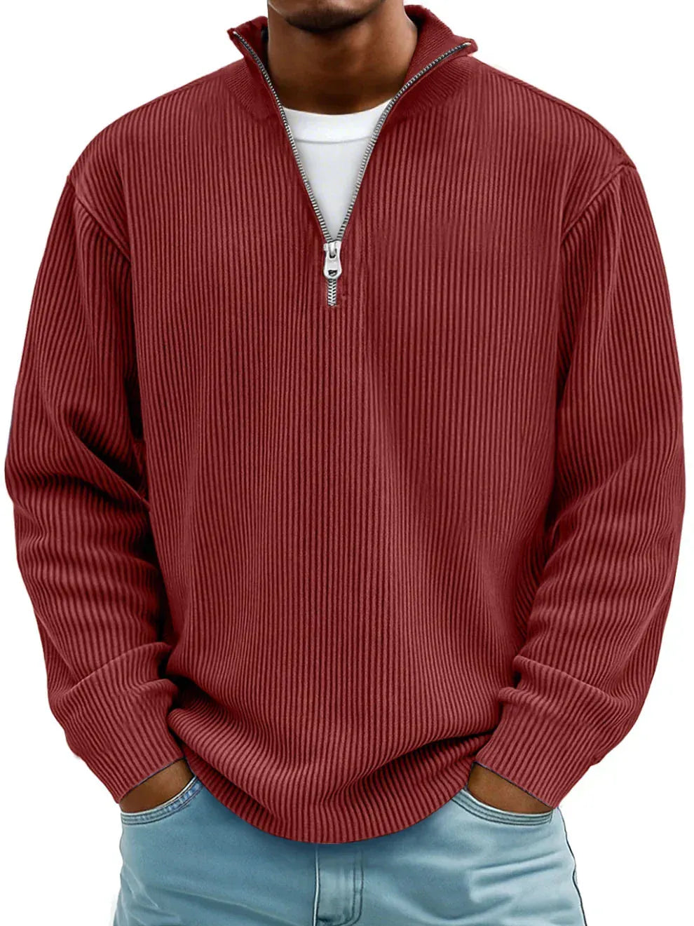 Pull Zippé Côtelé