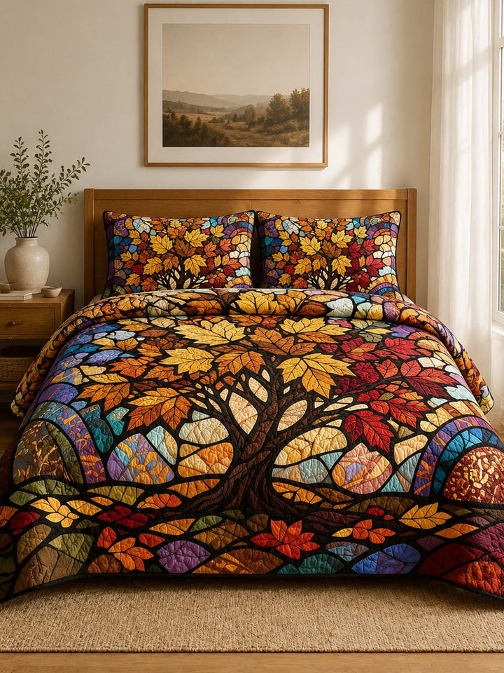 Ensemble de literie matelassé 3 pièces Arbre de Vie Automne