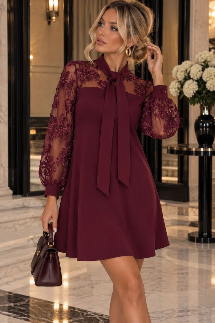 ALESSIA - Robe en tulle floral avec nœud