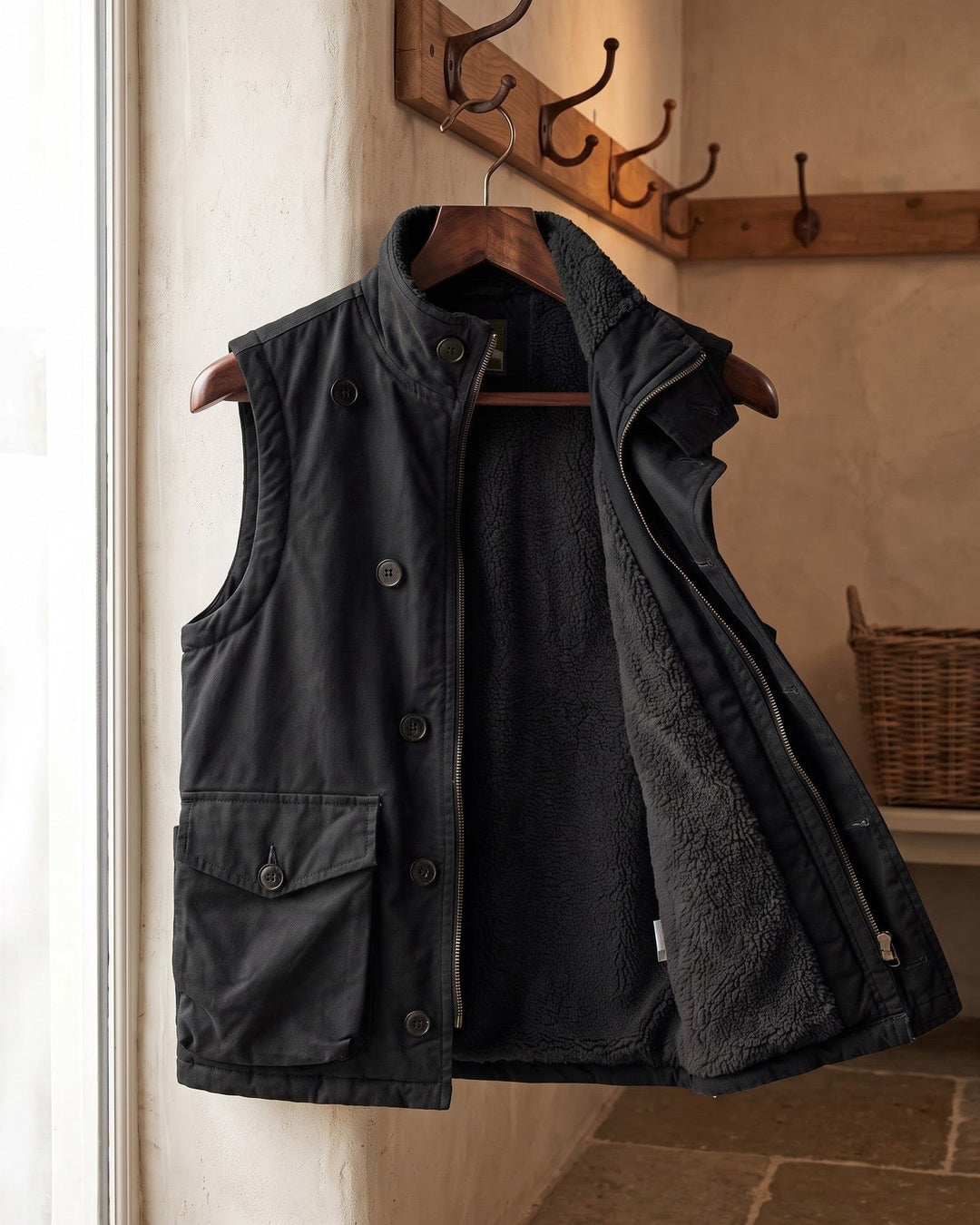 Gilet en Coton avec Doublure Sherpa