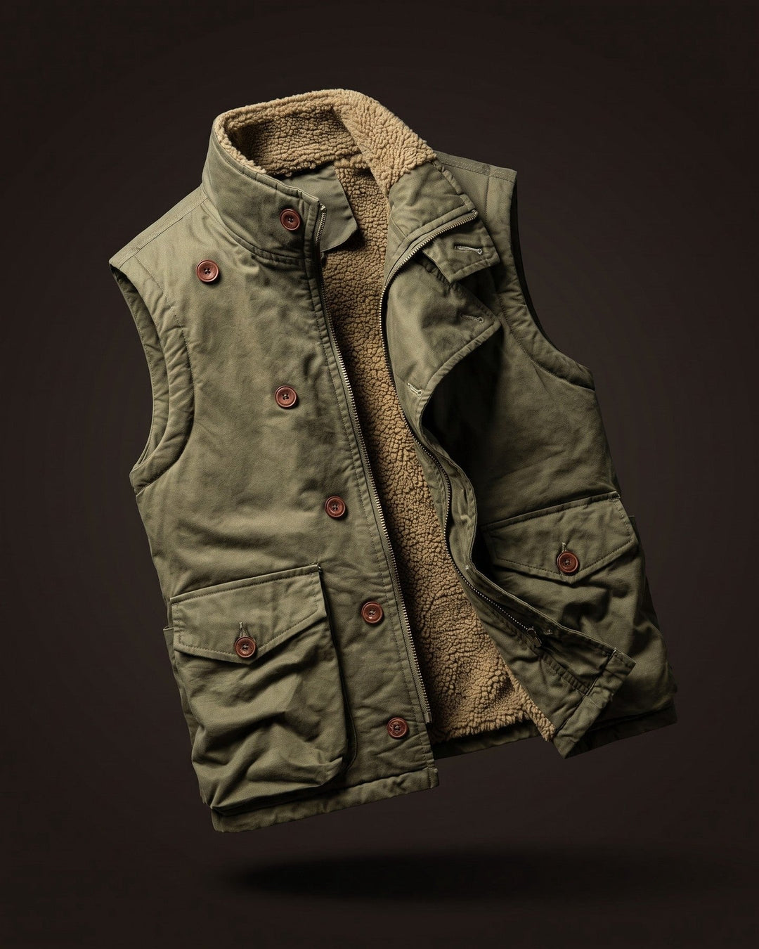 Gilet en Coton avec Doublure Sherpa