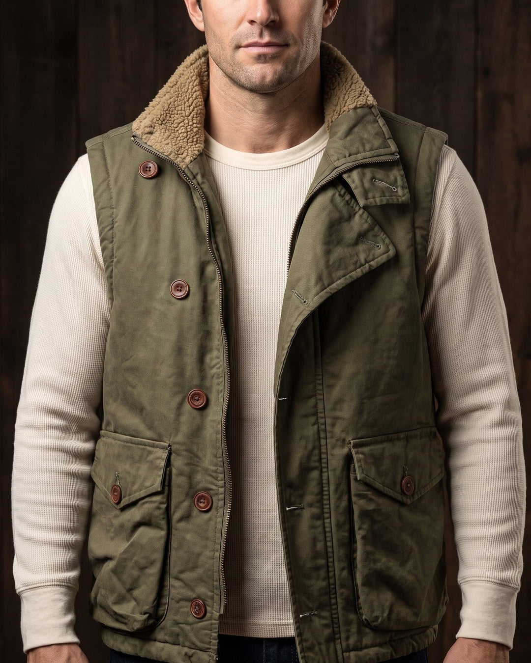 Gilet en Coton avec Doublure Sherpa