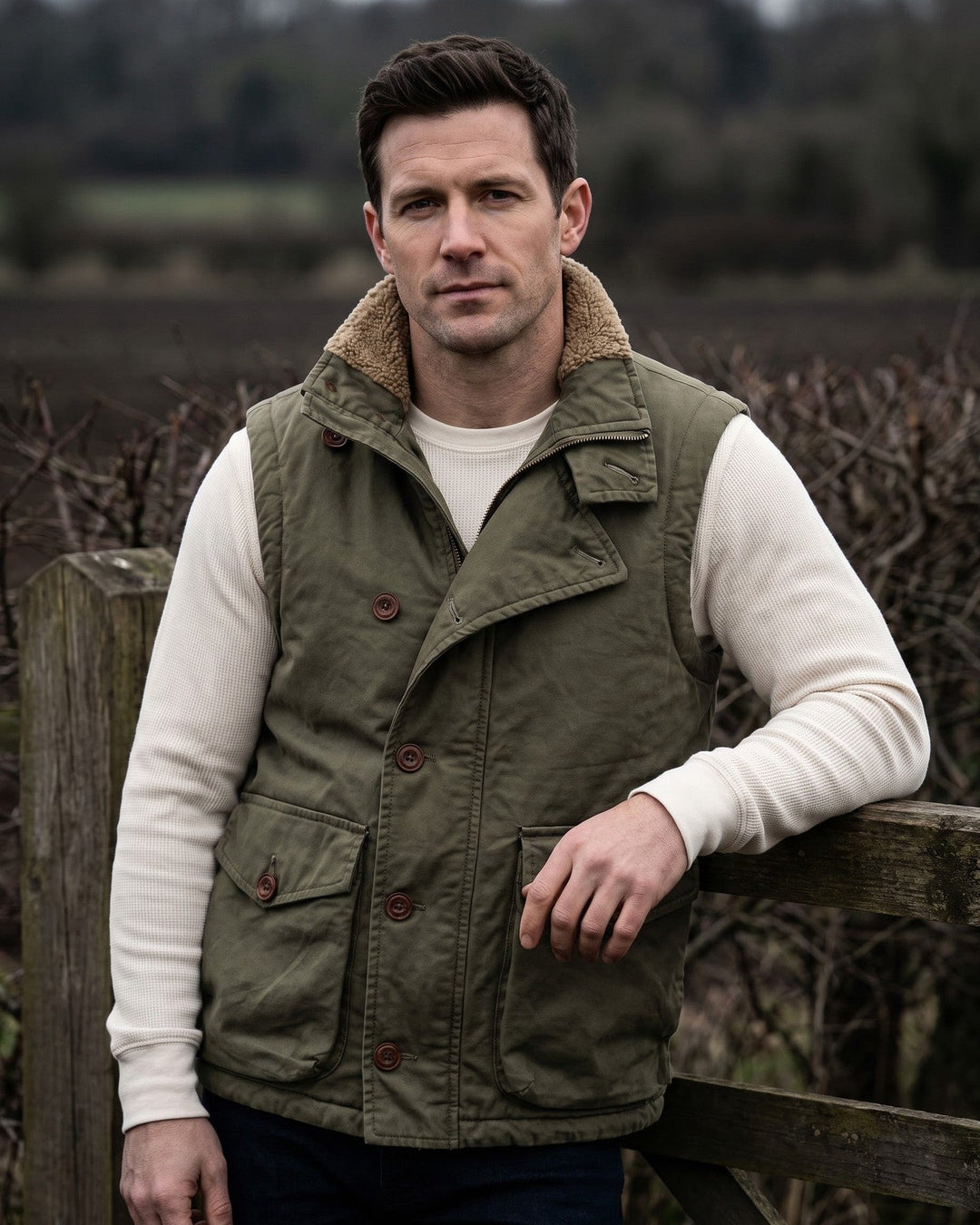Gilet en Coton avec Doublure Sherpa